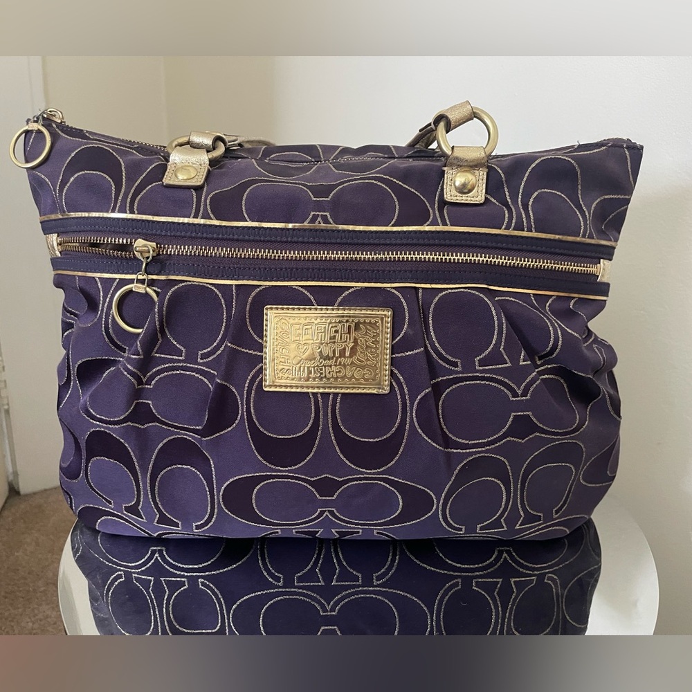 Coach Purple & Gold Poppy Tote